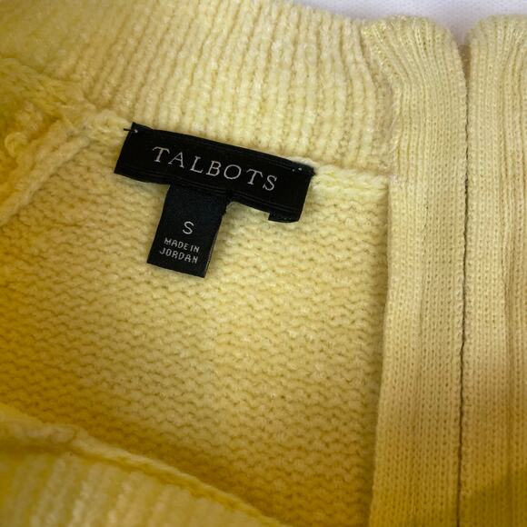 Talbots Size Small Light Yellow Crewneck Back Zip Pullover Soft Sweater - Picture 4 of 9